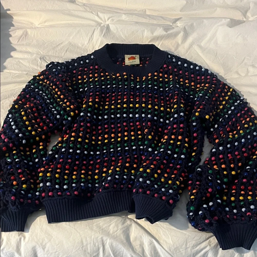 FARM Rio Multicolor Beaded Crew Neck Sweater - Picture 2 of 4